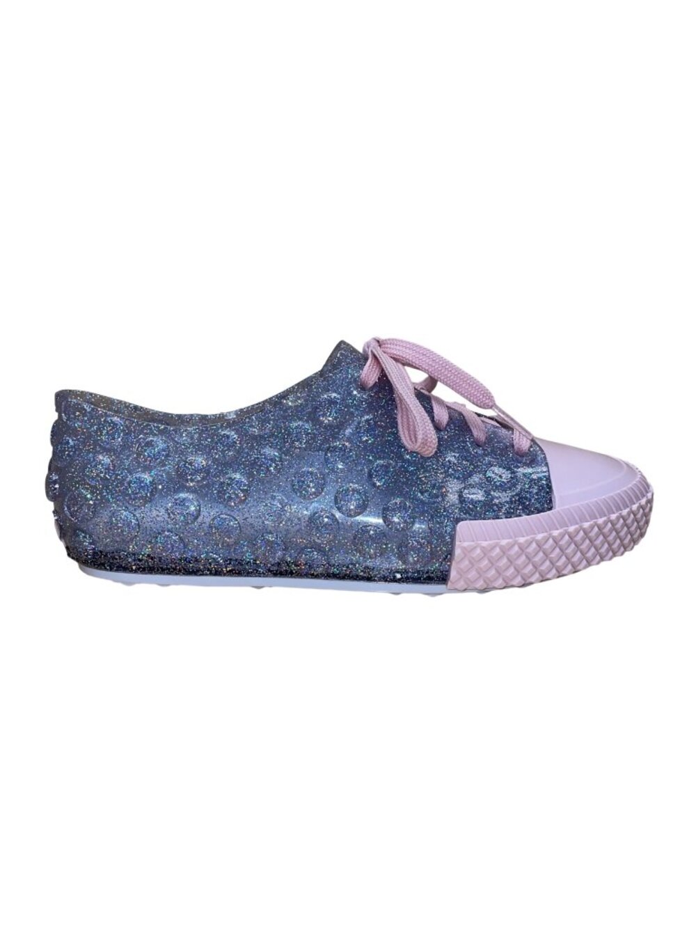 Melissa Kids Purple & Pink Glitter Lace-Up Cap Toe Sneakers Size 6US